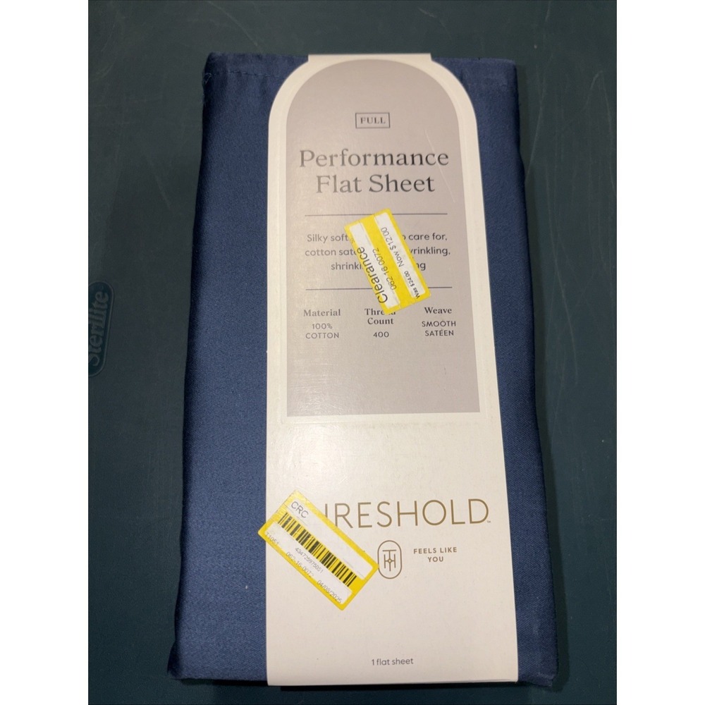 Full 400 Thread Count Performance Flat Sheet Metallic Blue - Threshold: Cotton